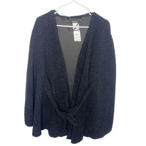 INC International Concepts one size black fleece poncho NWT h